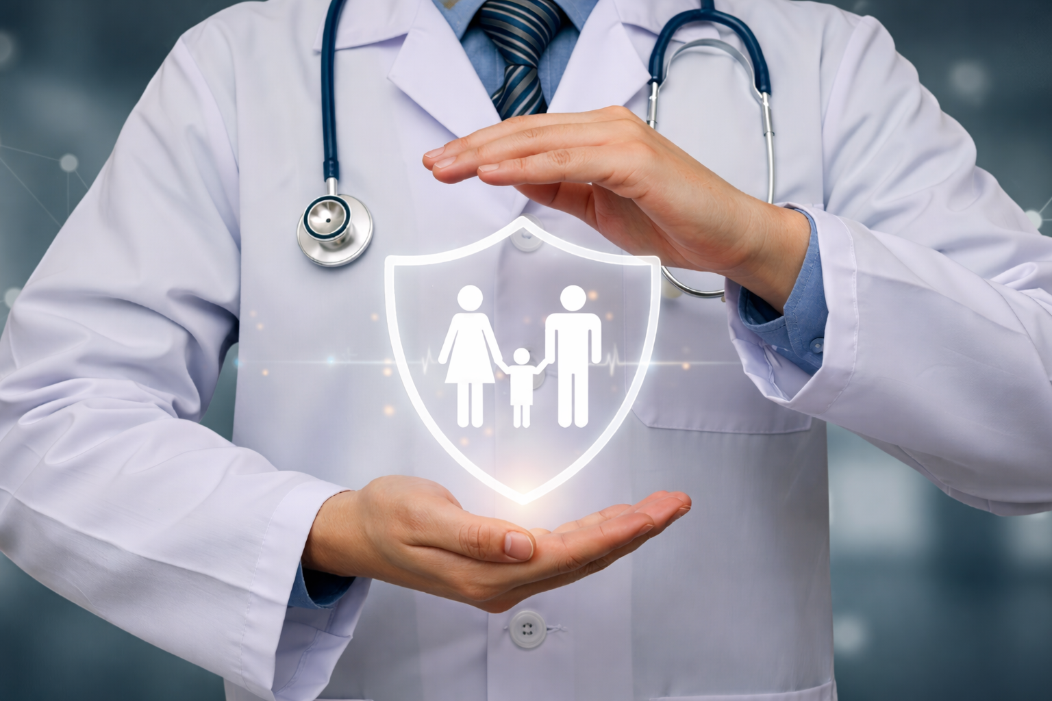 Medical professional reviewing health information on a tablet